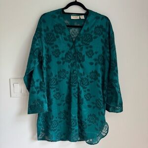 Vintage Victoria's Secret Gold Label Nightgown Women’s Size Small Floral Green